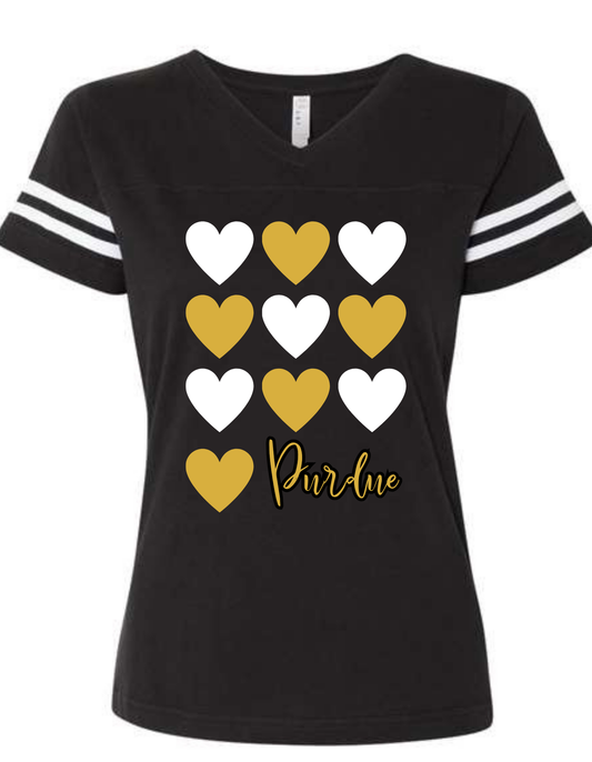 Purdue Hearts Ringer Shirt